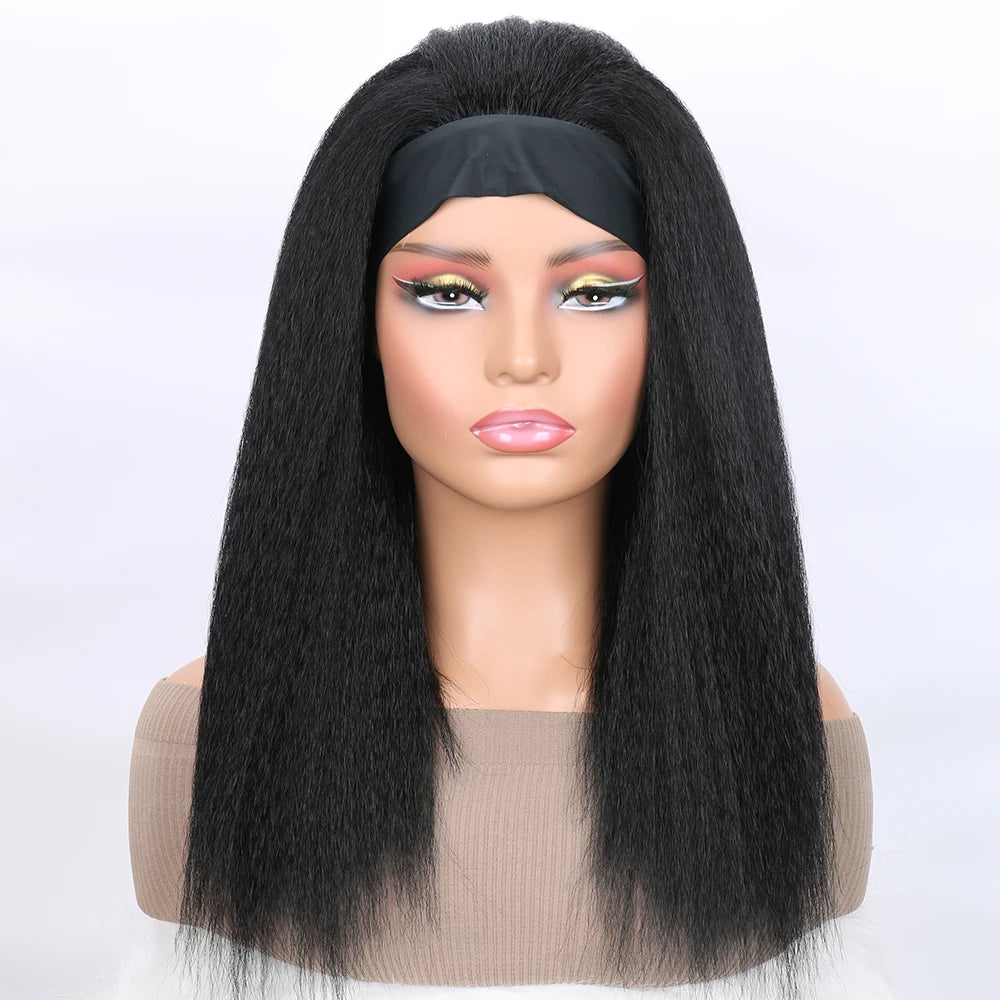Long Kinky Straight Headband Wig