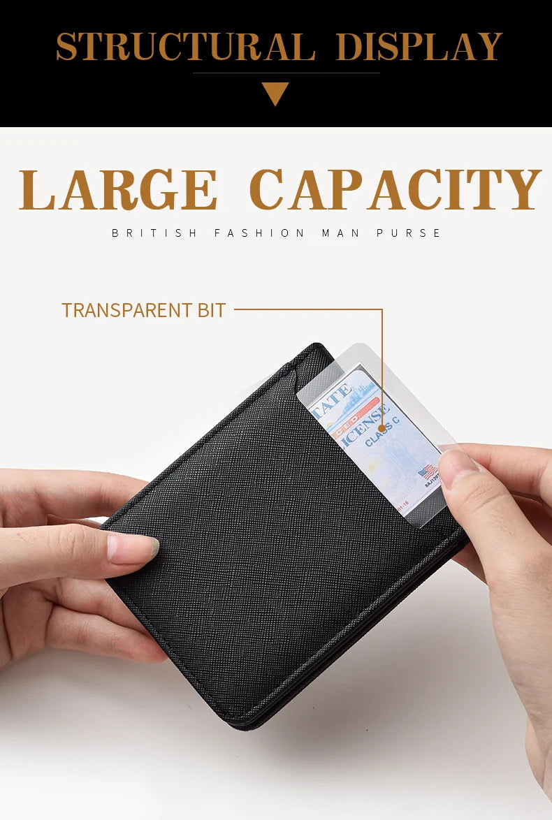 Cartera corta simple de color liso, tarjetero de negocios, cartera de hombre, tarjeta de identificación, tarjeta bancaria, cartera de hombre