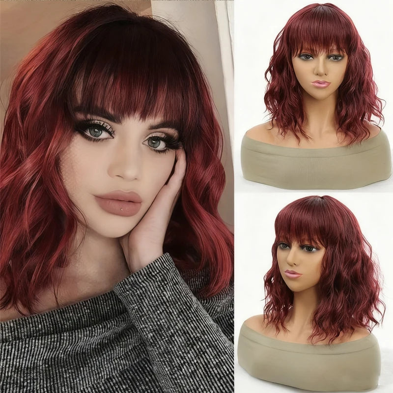 14Inch Pink Wig for Women Short Wavy Pastel Pink Wigs with Lace Shoulder Length Middle Part Curly Wavy  Wig