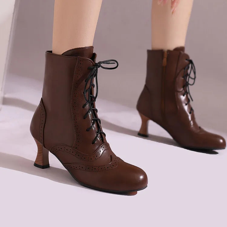 New Fashion Boots for Women High Quality Leather Women's Short Boots Daily Women High Heels Lightweight Womens Shoes Botas Mujer