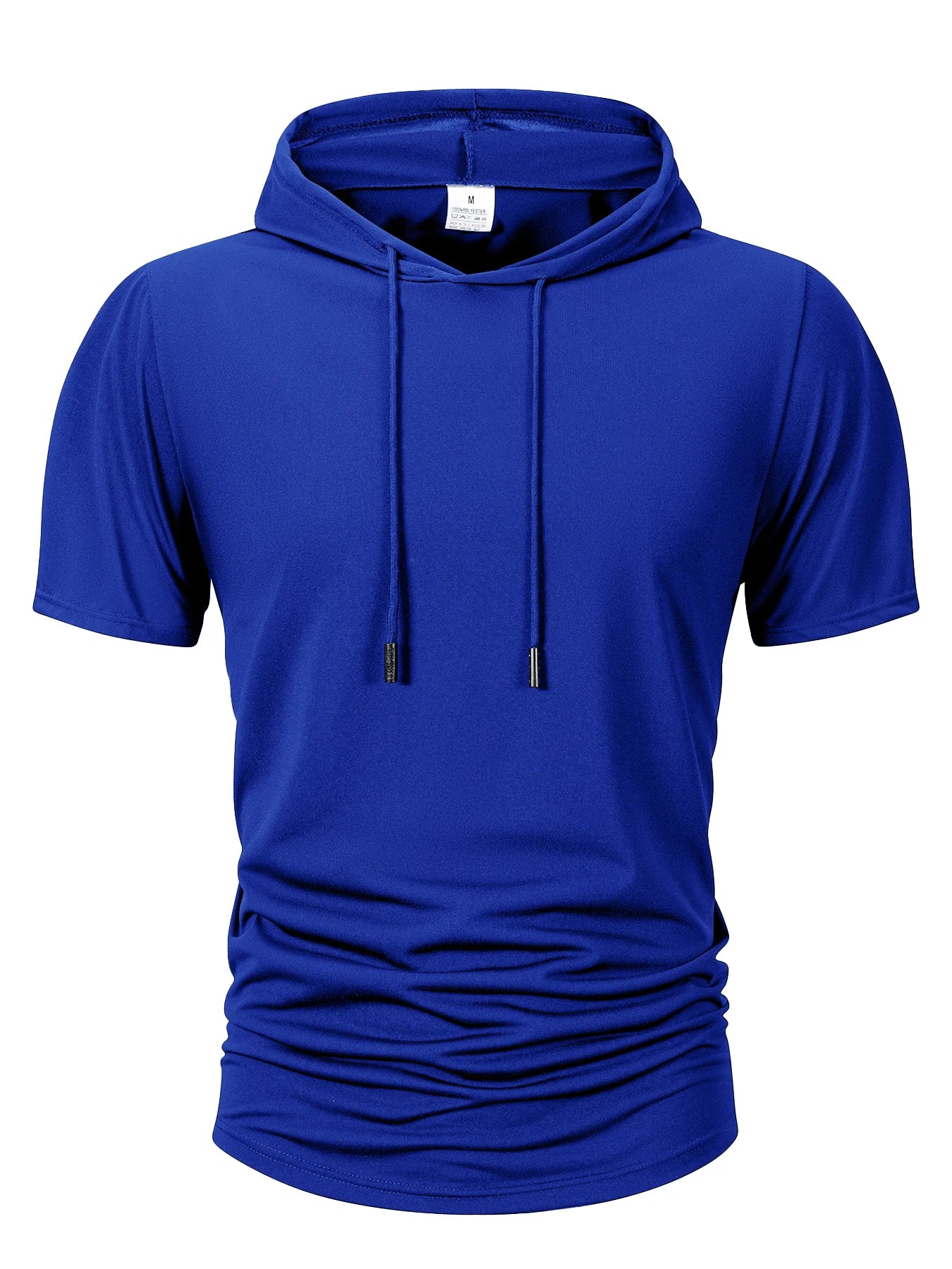 Men's Summer Hoodies T-shirts Short Sleeve Solid Color Loose Hooded Drawstring Pullover Tops Male Casual Sweatwear T-shirt