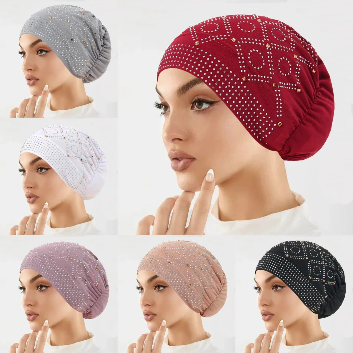 Gorro hiyab con gorro interior de diamantes