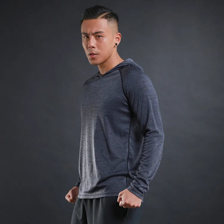 Men Hoodies Summer Running Fitness Casual Hooded Quick Dry Sweatshirts Solid Pullover Shirts with Hood Outdoor Gym Hoodie Man