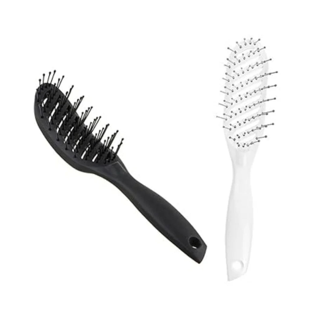 Vented Detangling Hair Brush - Curved Black Paddle Brush with Ball-Tip Bristles, Anti-Static for Wet/Dry Hair, Blow Drying