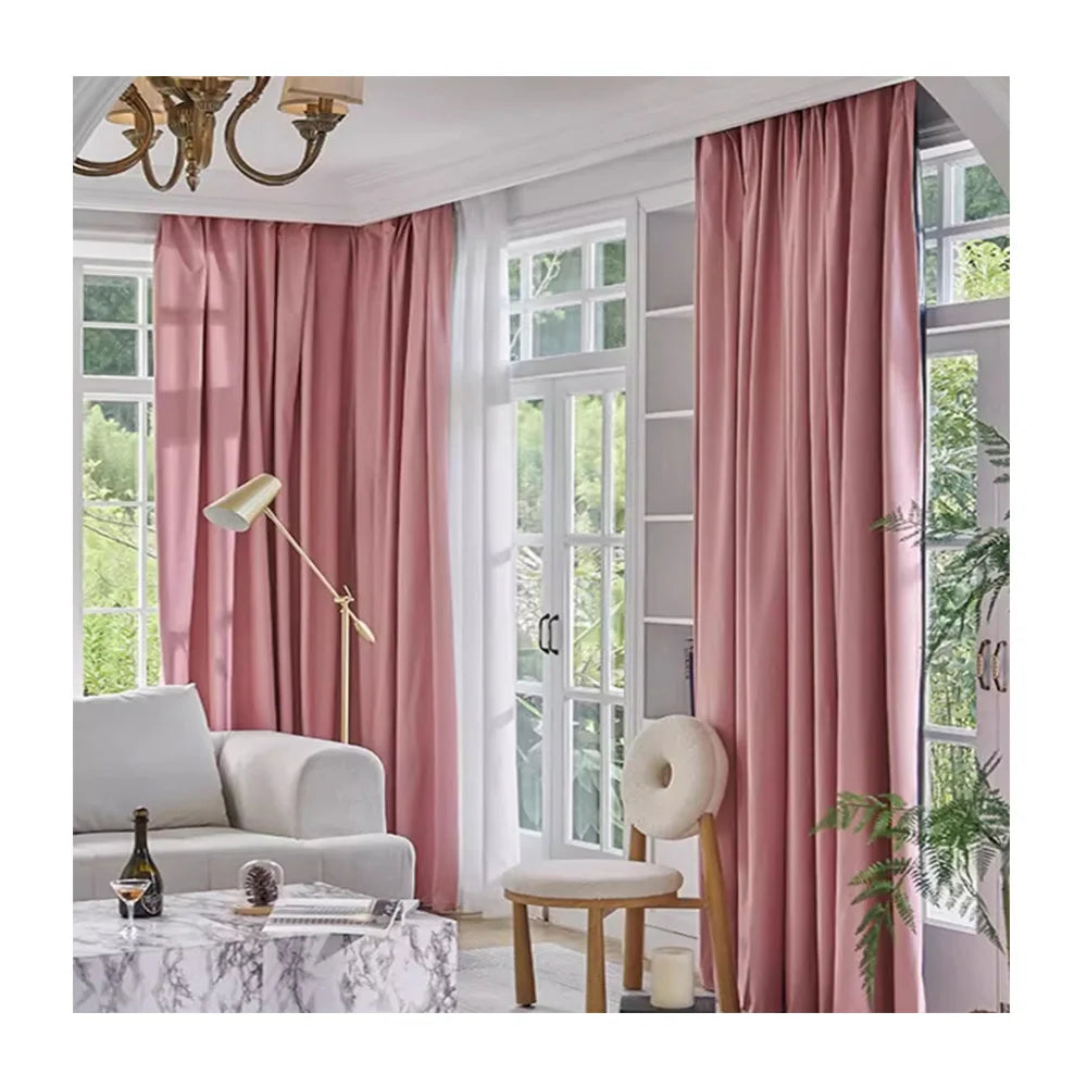Cortina con aislamiento UV y reducción de ruido, cortina opaca total, color puro, estilo americano, sencilla, para sala de estar y dormitorio