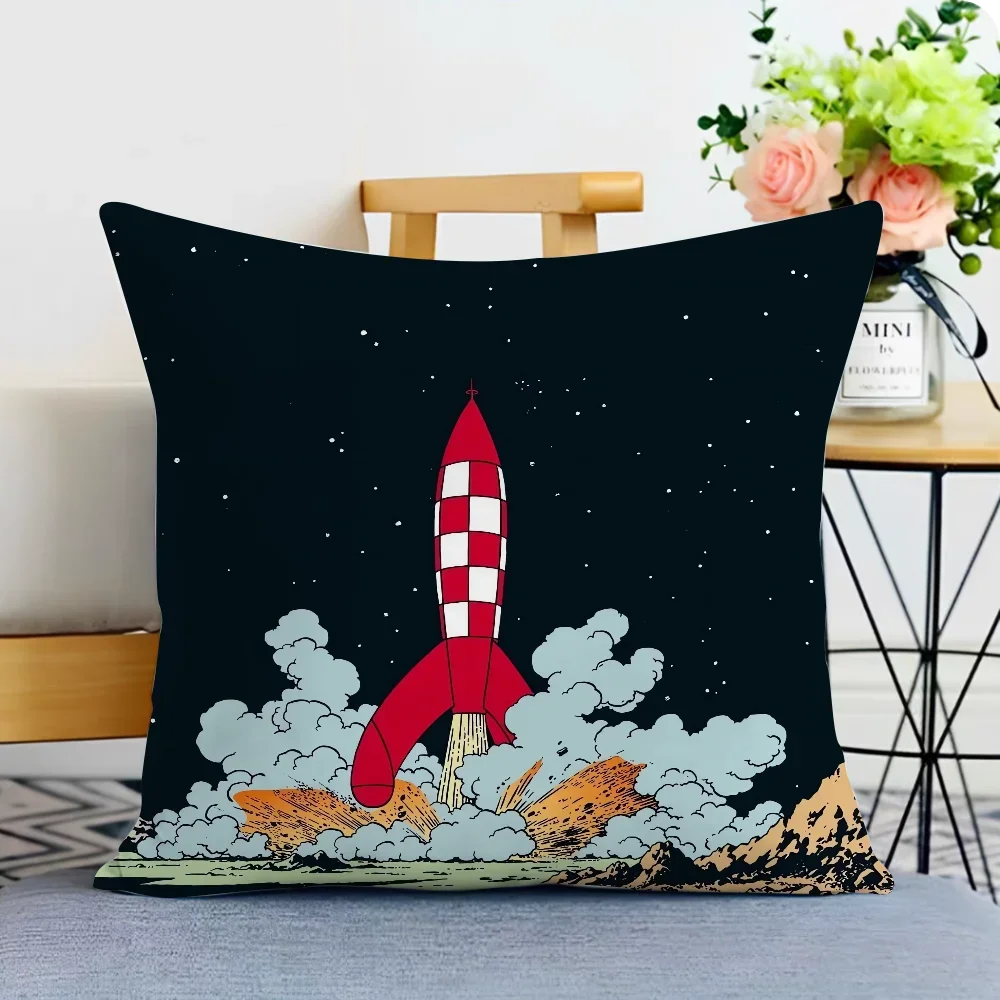 Funda de cojín para sofá 45*45 Funda de cojín Tintín 45x45 Funda de almohada decorativa 40x40 Cojines para sala de estar