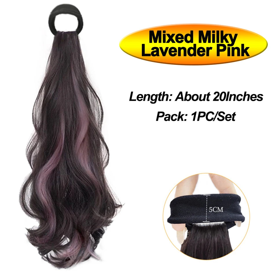 Vitality Synthetic Wig Ponytail Long Wavy Ponytail Hair With High Elasticity Rubber Band Heat Resistant Hairpiece For Daily Use