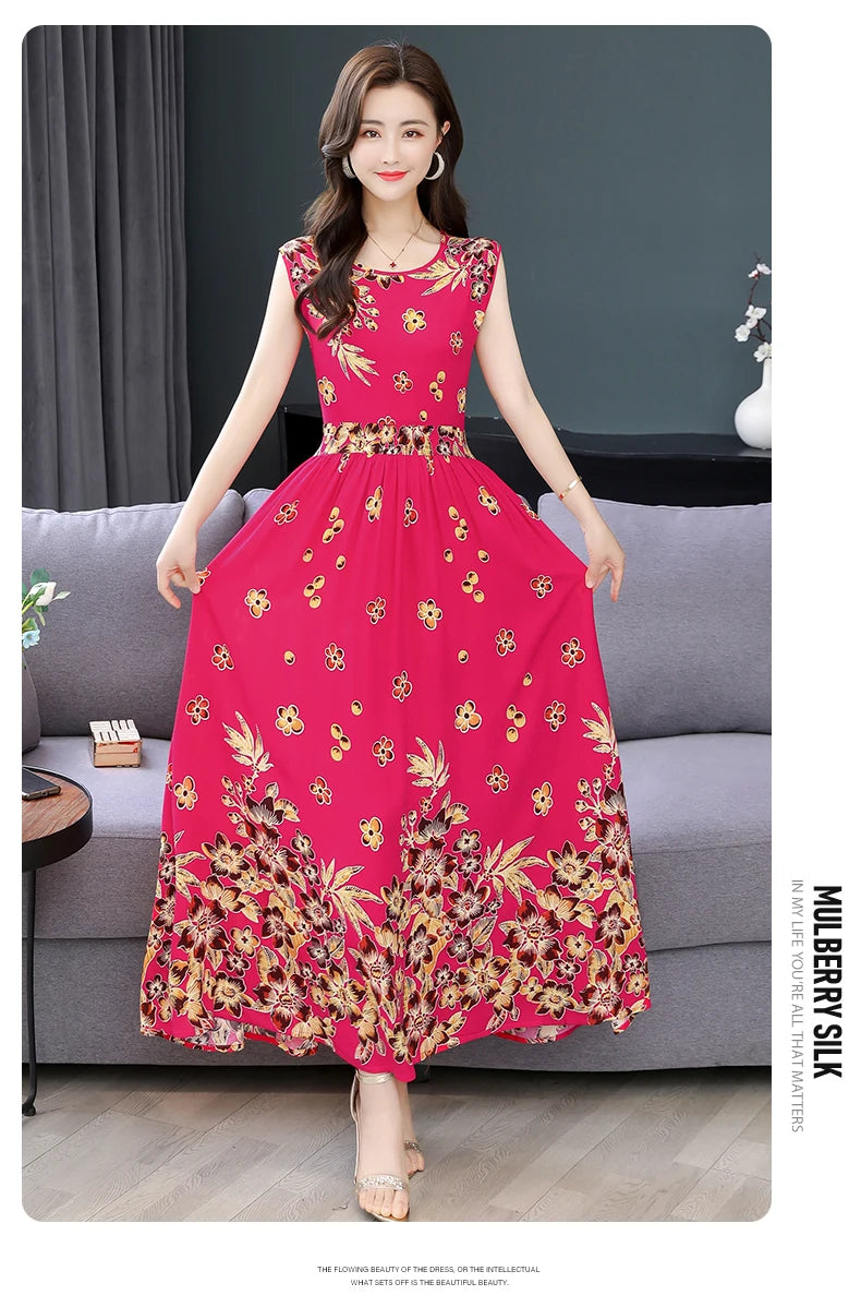 New Fashion  Summer Print Women Short Sleeve Cotton Plus Size Women Clothing Dress Ladies Large Size Vestidos dresses