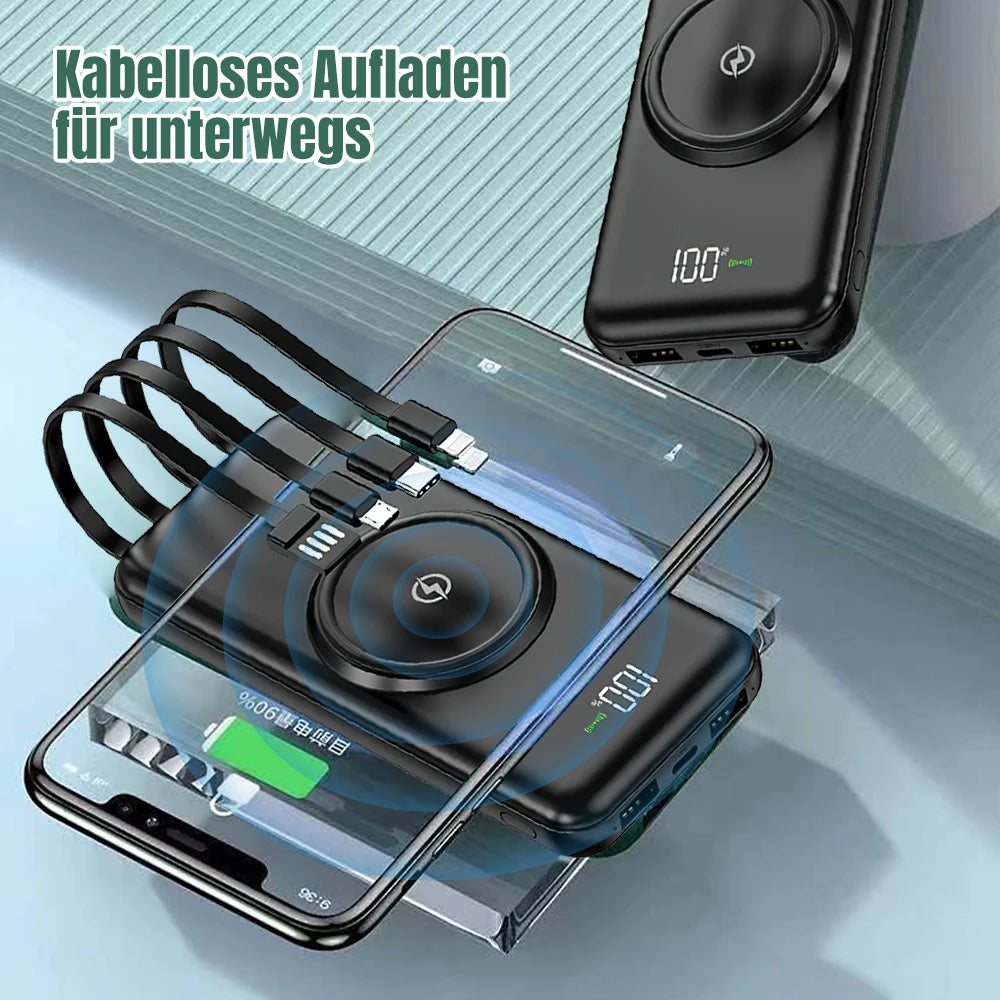 Wireless Fast Charging Power Bank Large Capacity USB 4 in1 Super Fast Charging Built-in Quad Power Cable Portable High Capacity