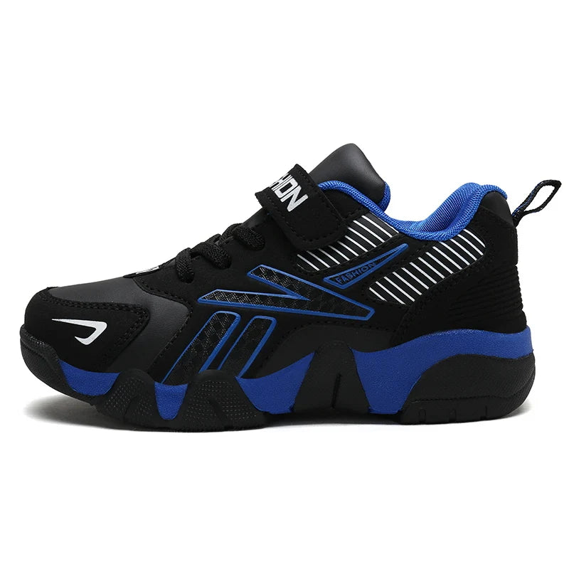 Kids Platform Sneakers Anti-Slip Chunky Sole Casual Shoes for Boys Girls 3-12 Years Cushioned Insole School Black Walking Shoes