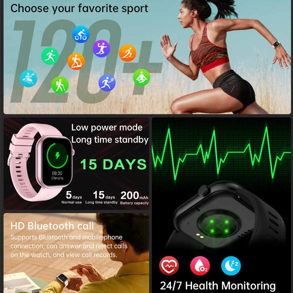 2025 New Smart Watch For Women Full Touch Screen Bluetooth Call Waterproof Sport Fitness Tracker Lady  Watches Smartwatch Men
