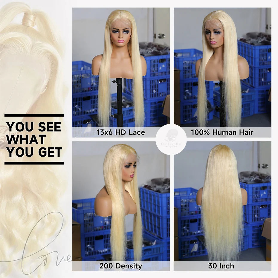 Silver Grey Straight Wigs Human Hair Brazilian 13x6 HD Lace Frontal Colored 613 Wigs Pre Plucked With Baby Hairline 200% Density