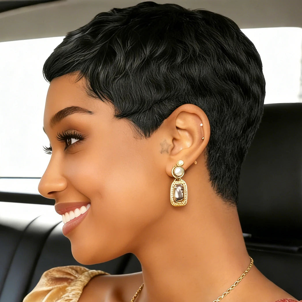 Remy Pixie Wig with Bangs