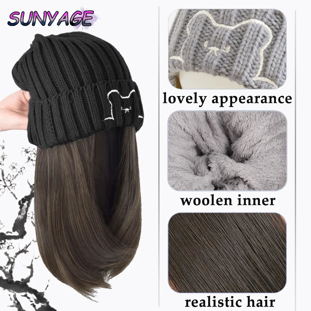 Gorro con peluca y extensión de cabello