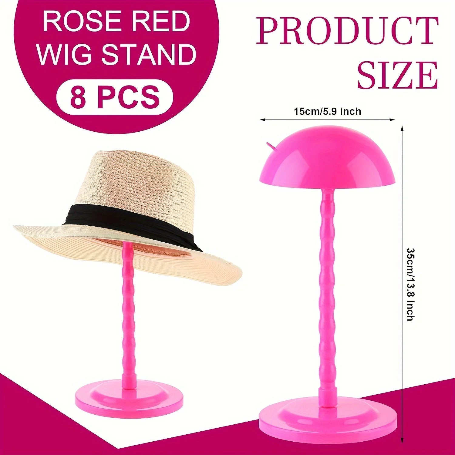 8pcs Wig Holder Wig Head Stand Wig Stand For Styling, 13.8 Inch Wigs Portable Hat Display Stand Travel Wig Holder For Multiple Wigs Practice Hat DIY Stand Head Stand Non Slip Stable