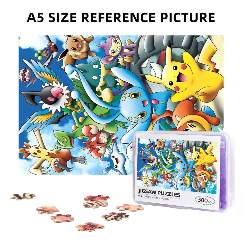 Pokemon Characters Pikachu Cartoon Wooden Puzzles for Children Jigsaw Puzzles 300 Pieces Educational Toys Gift for Kids