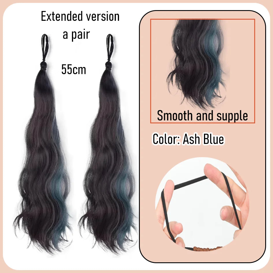 Synthetic 18 inch wig braid, children's self winding colorful ponytail, dopamine dye, meatball hair loop, ponytail braid, divine