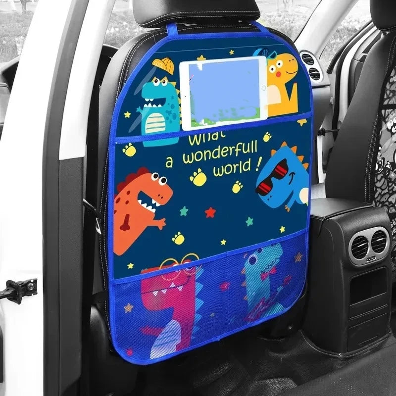 1PC Almohadilla antipedales para niños, protector de respaldo de asiento de coche, funda para niños, alfombrilla antipedales de dibujos animados para coche con bolsa, almohadilla antipedales impermeable