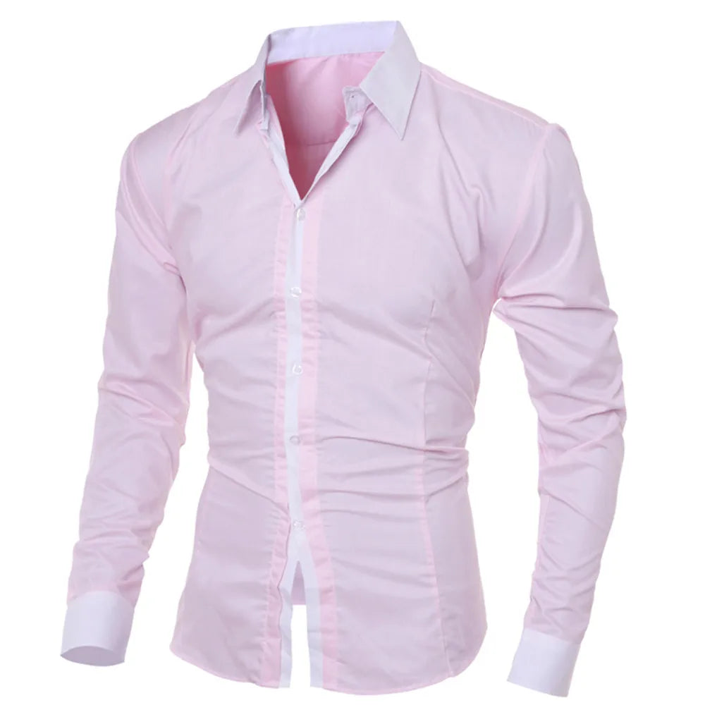 Men's Shirts Fashion Personality Mens Casual Slim Long-sleeved Shirt Top Blouse Black White Men Shirt Style Men Clothing Shirts