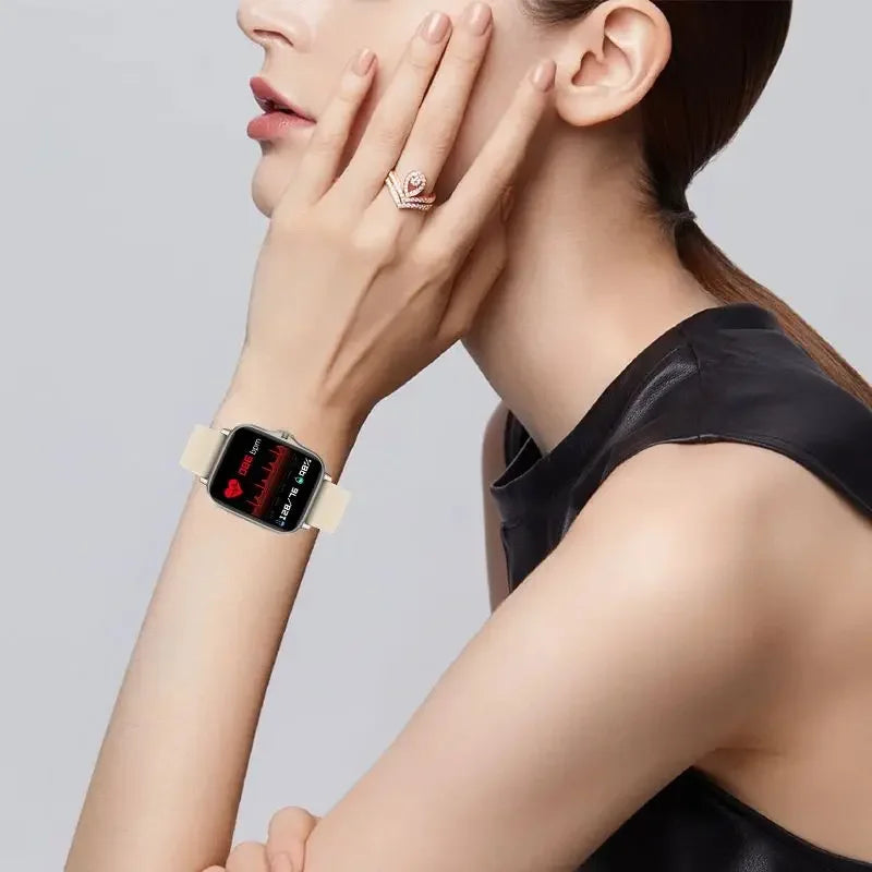 Reloj Inteligente para Teléfono Android Pantalla a Color de 1.44'' Pulgadas Llamadas Bluetooth Monitoreo de Oxígeno en Sangre/Presión Arterial Reloj Inteligente para Mujeres y Hombres