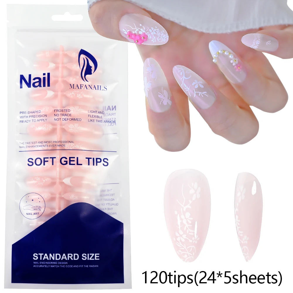 120pcs Black Edge Super Long French False Nail Removable Ballerina Coffin Almond Fake Nail Artificial Acrylic Press On Nail Tips