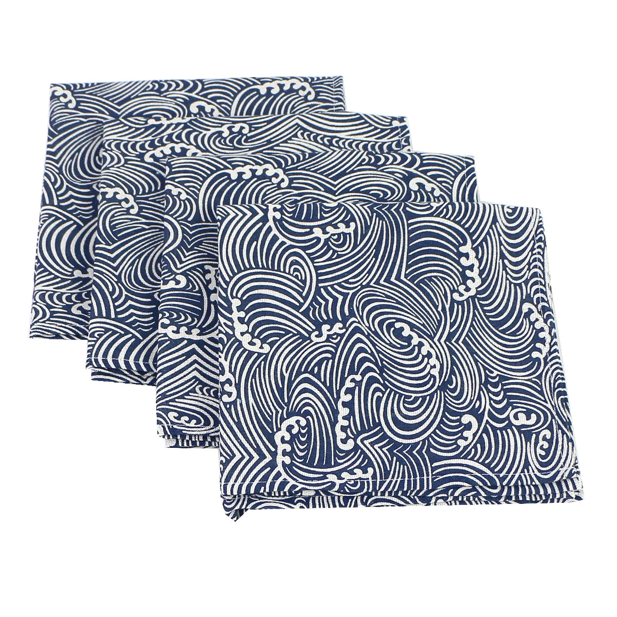 Juego de 4 servilletas de tela estilo japonés de 40x40 cm, mezcla de poliéster y algodón, para cocina, comedor, bodas, restaurantes
