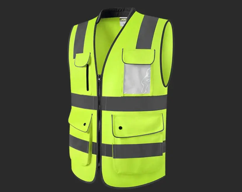 Road Work Vest for Man With Pockets Hi Vis Vest Outdoor Construction Protective Workwear Work Wear Vest