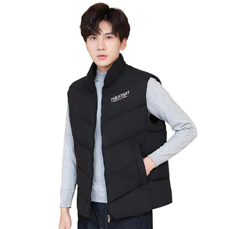 Vest Jacket Men Cotton Padded Jackets Men Clothing Autumn Winter Warm Sleeveless Jackets Men Waist Coats 2025 Hip Hop Coats
