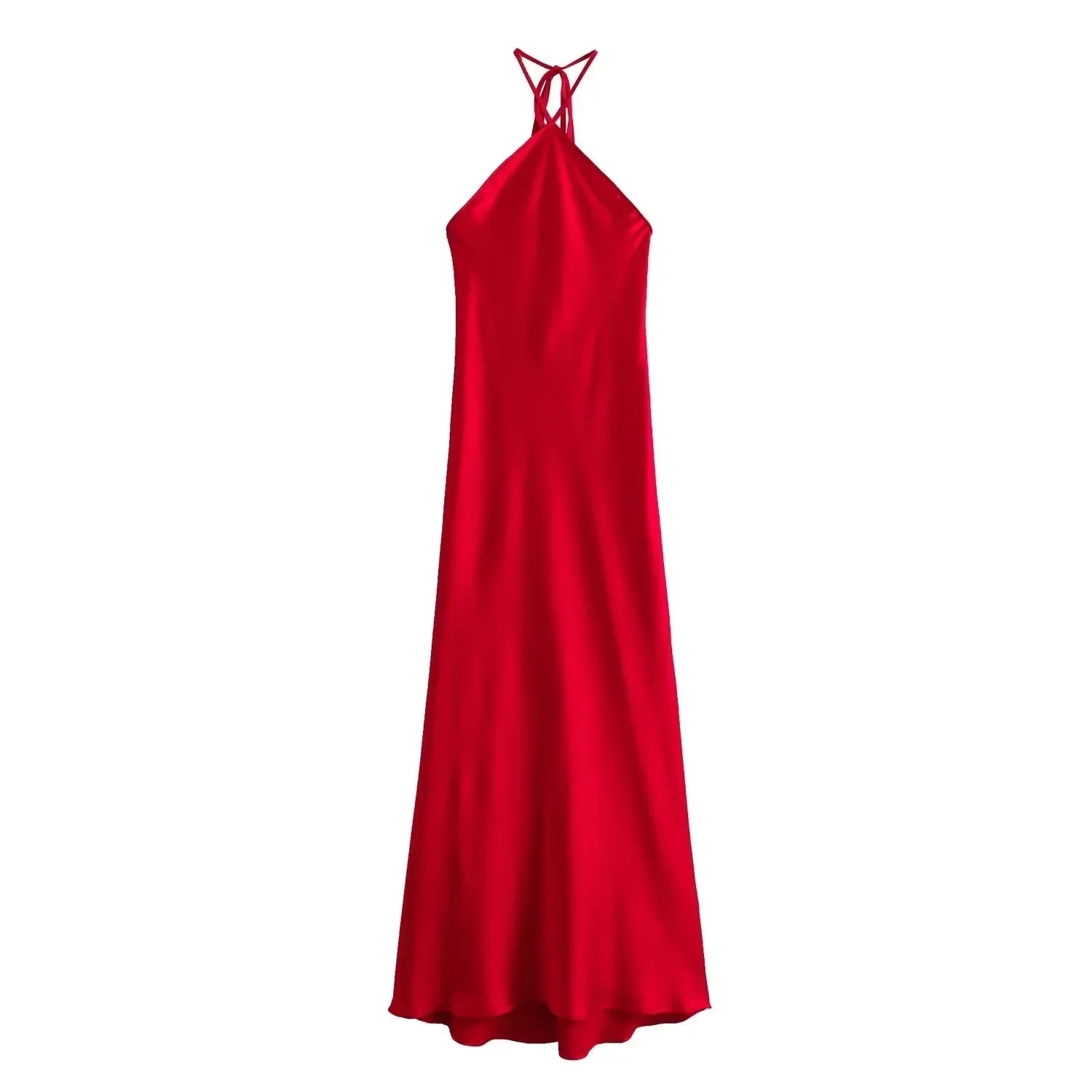 Halter Long Dresses for Women Backless Satin Dress Woman Off Shoulder Sexy Midi Dresses Elegant Evening Party Dress