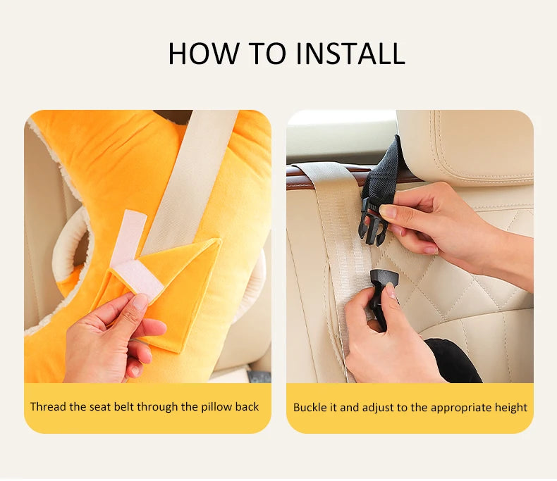 CuteY Shape Kids Travel Safety Pillow Car Seat Neck Pillow Car Sleep Long Distance Travel Pillow Head Pillow Support Kids Adults