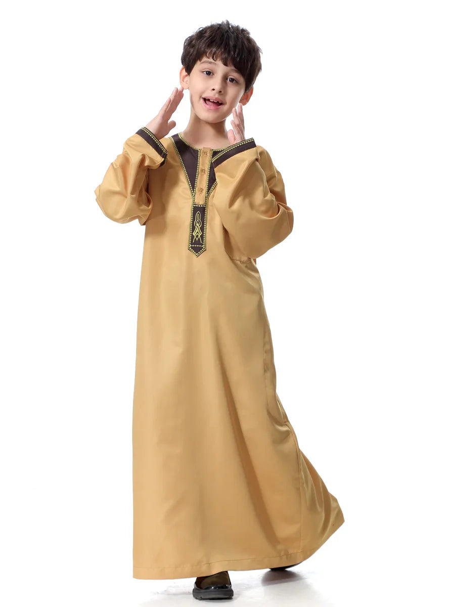 2025 Fashion Muslim Teenager Clothing Islam Men Summer Winter Eid Ramadan Prayer High Quality Elengance Party Boy's Robe Caftan