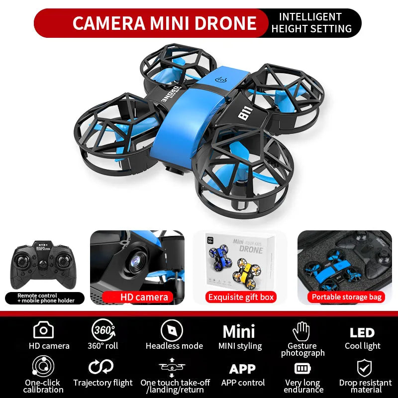 Dowellin D12 Drone Mini Aeronave de Control Remoto Nuevo Juguete para Niños Cámara Dual HD Altura Fija RC Quadcopter Regalos para Principiantes