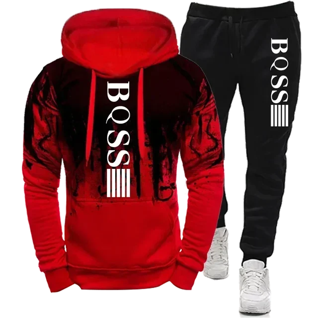 Men's Hoodies for Men Clothing Splash Ink Sweatshirt Suit Man Tracksuit Pant Sets New in Hoodies & Sweatshirts Sports Suits Set