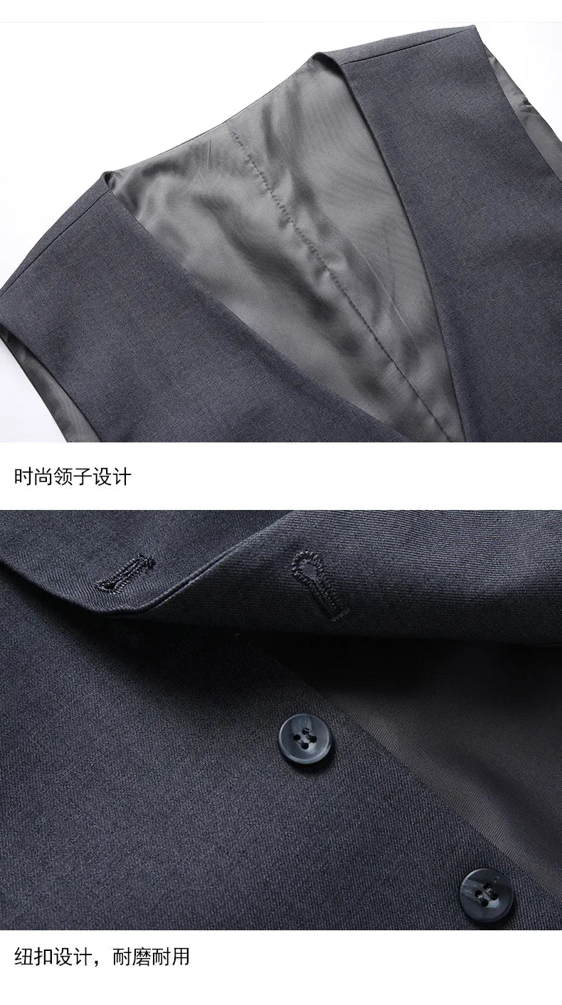 Suit (Blazer+ Vest + Pants) Men's Fashion Business Fit Wedding Professional Casual Single Breasted Gentleman Groom Dress Suit
