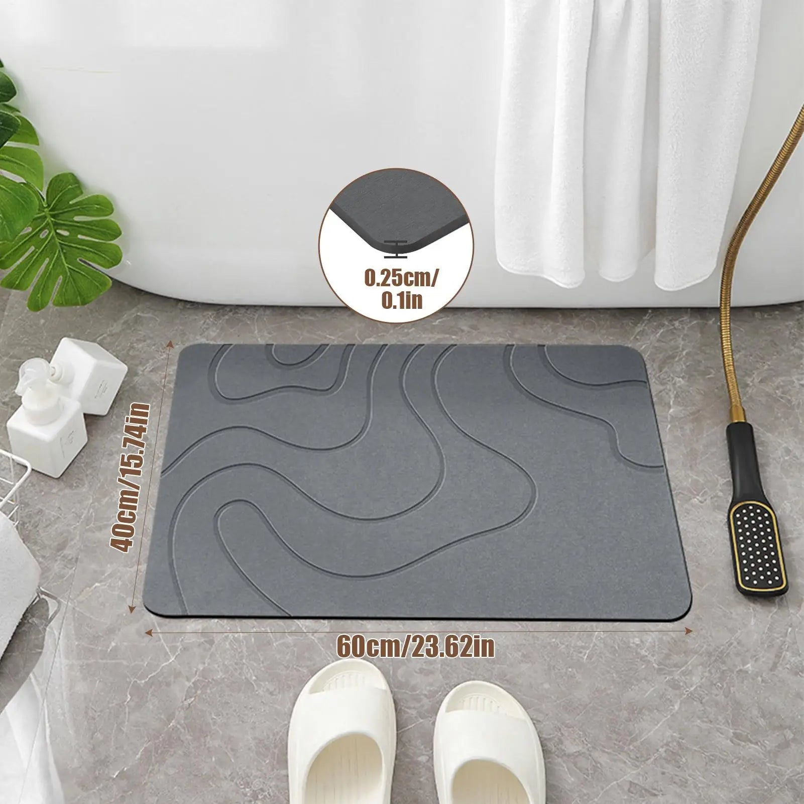 Alfombrilla de piedra para secado de baño, alfombrilla blanda de barro de diatomeas, alfombrilla antideslizante para puerta de inodoro, alfombrilla de ducha de piedra de diatomeas de secado rápido con absorción de agua