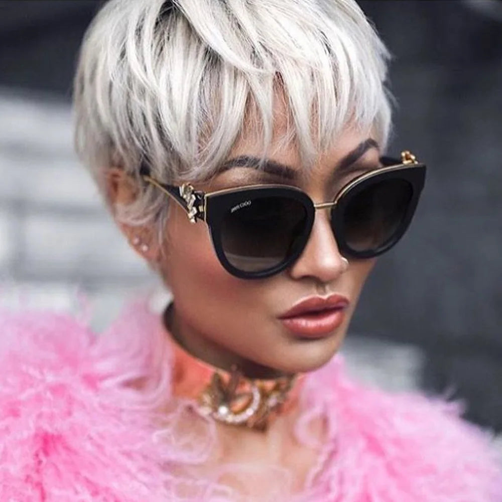 Pixie Cut Human Hair Wig Short Grey Layered Pixie Cut Curly Wigs With Bangs  Natural Brazilian Human Hair Full Machine Made Wig