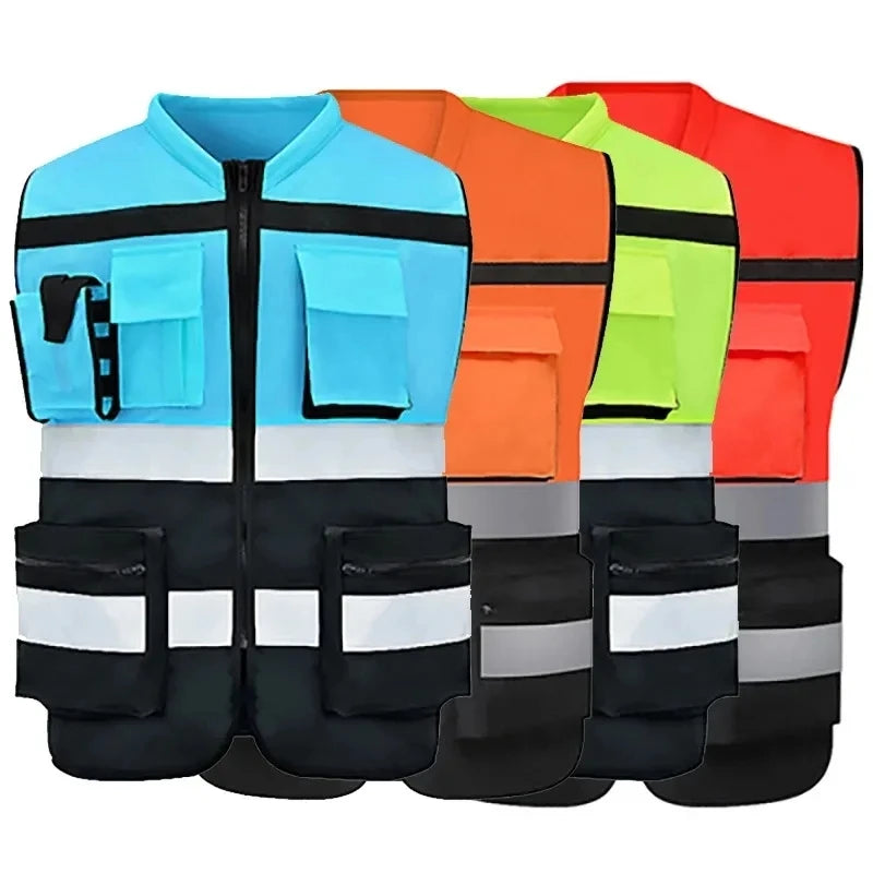 Workwear Vest With Logo Printing Night Construction Work Waistcoats Two Tone Vest Volunteer Uniform