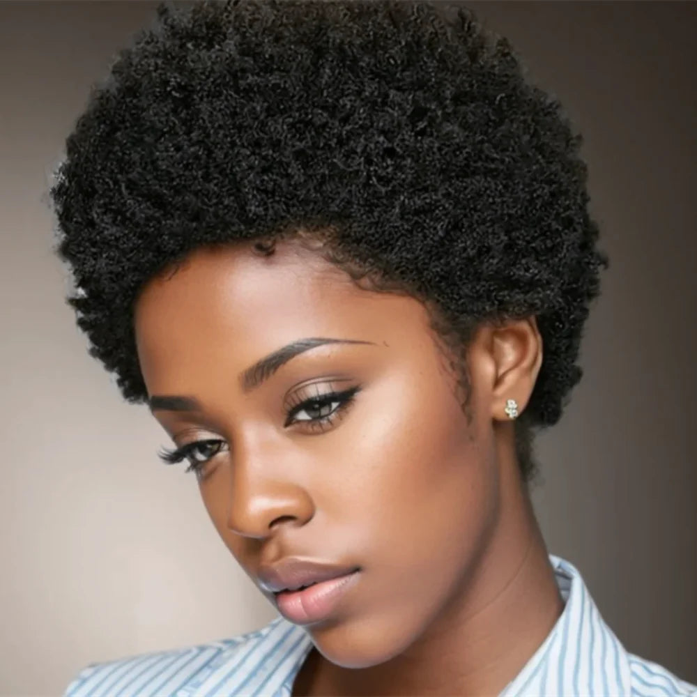 6" Afro Curly Pixie Wig (Brown/Black)