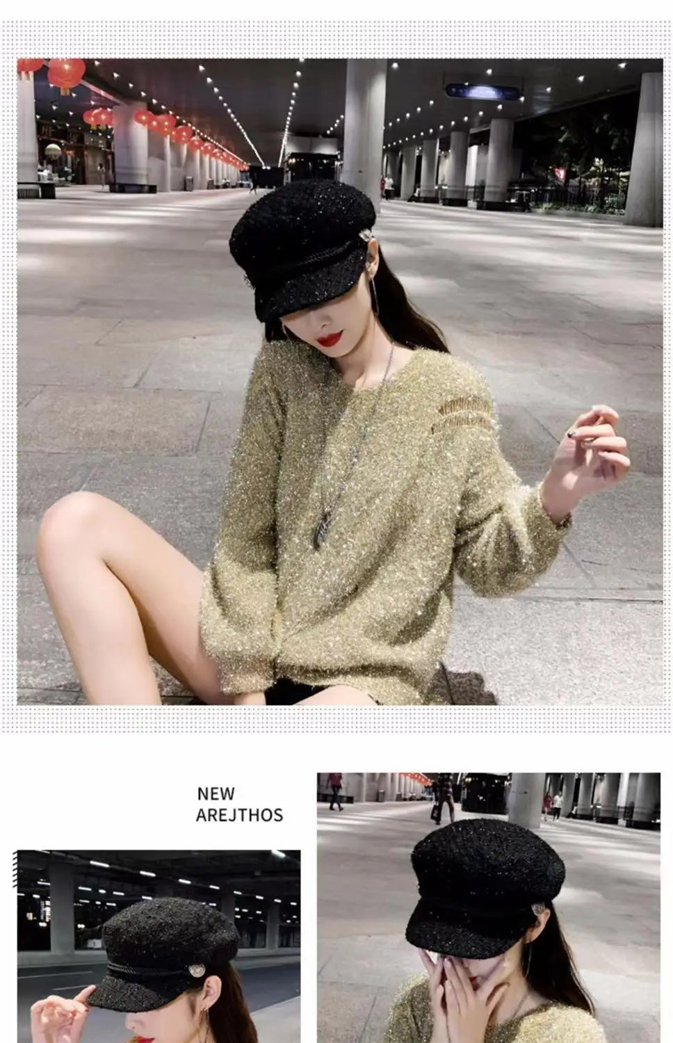 Fashion Women Men Military Hat Spring Autumn Sailor Hats Black Ladies Beret Caps Flat Top Captain Cap Travel Cadet Octagonal Hat