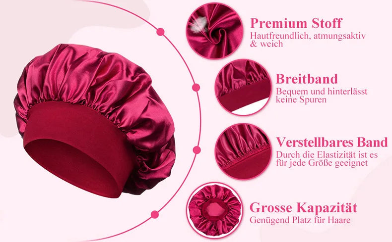 Fashion Bonnet Large Wide Edge Elastic Hat Casual Sports Silk Smooth Suitable for Curled Straight Hair Sleeping Hat Women's men