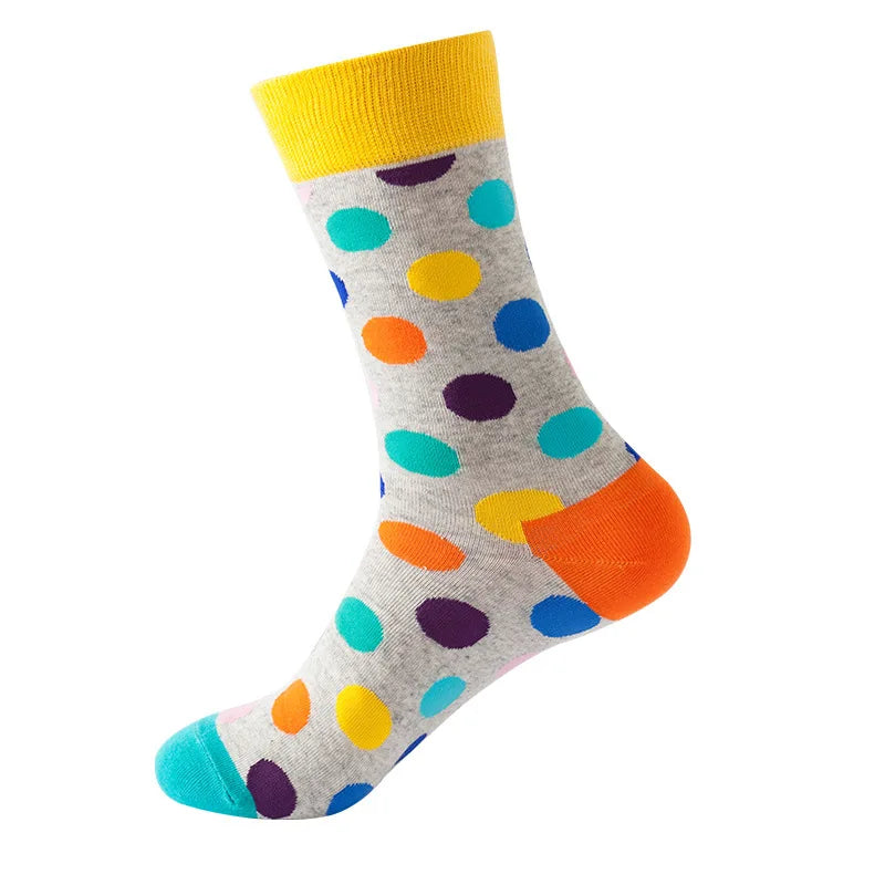 49 Patterns Fashion Business Men 100% Cotton Happy Lattice Socks Unisex Boys Combed Hip Hop Street Skateboard Funny High Sox Set