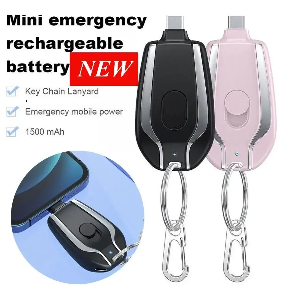 Power Bank Portátil de 1500mAh Mini Llavero Para Android Cargador de Emergencia Cargador Portátil