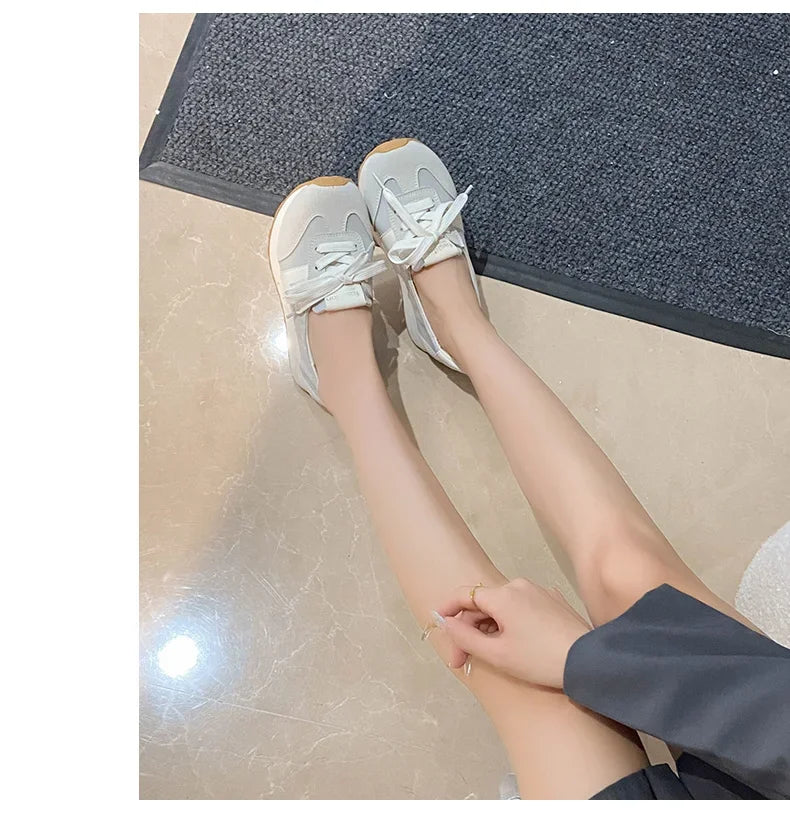 Spring and Summer Women's Casual Flat Shoes Shallow Mouth Canvas Shoes New Women's Lace-up Sports Shoes Comfortable