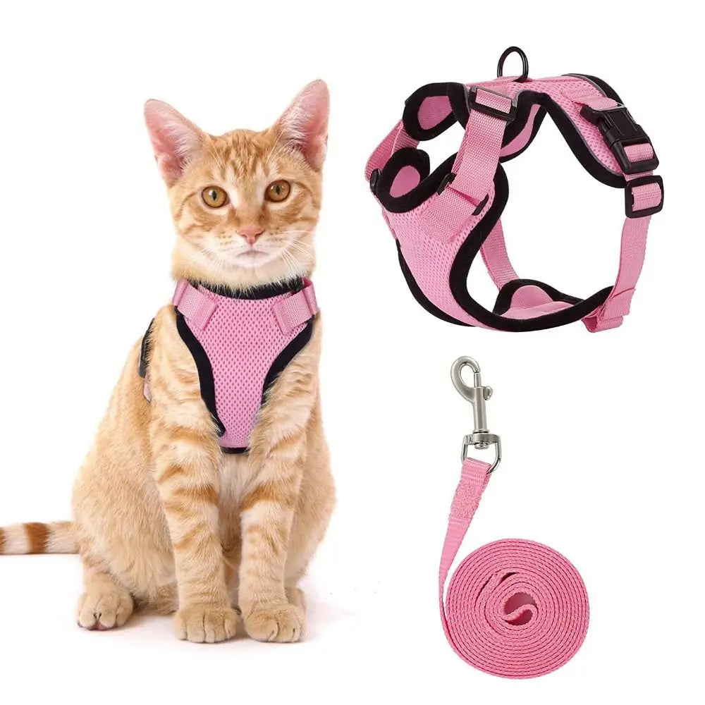 Cat Harness Leash Set - Escape Proof Adjustable Vest, Soft & Secure for Walking, Easy Control Pet Safety Gear