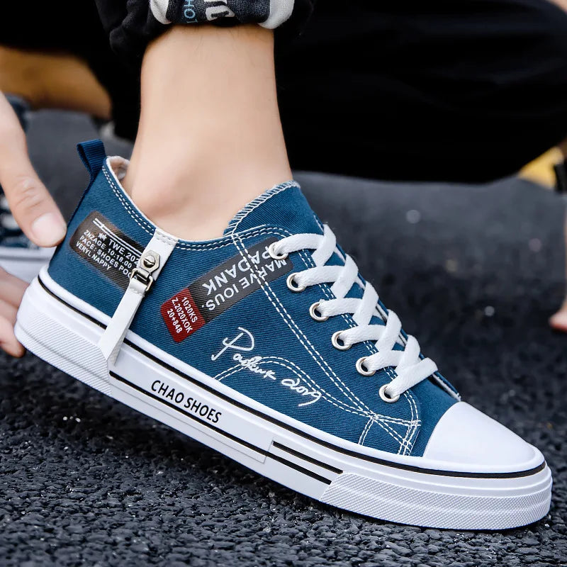 Summer Men's Canvas Sneakers Low-Top Casual Breathable Shoes for Teen Trendy Lightweight Youth Streetwear Comfort Footwear
