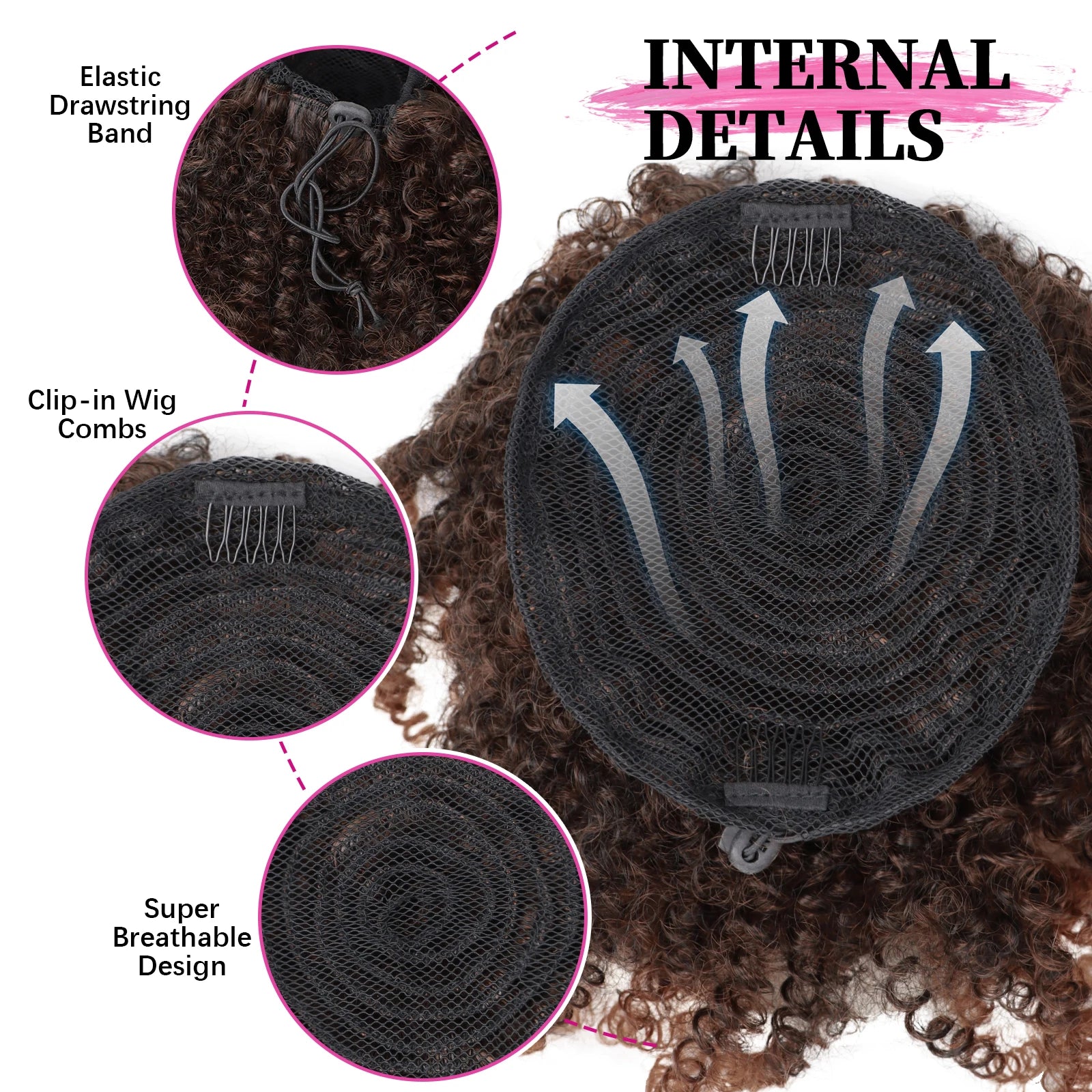 Afro Puff Crépu Bouclé Queue de Cheval à Cordon Extension Chignon pour Femmes Noires Perruque Courte Synthétique Afro Crépu Bouclé Postiche Cheveux Afro