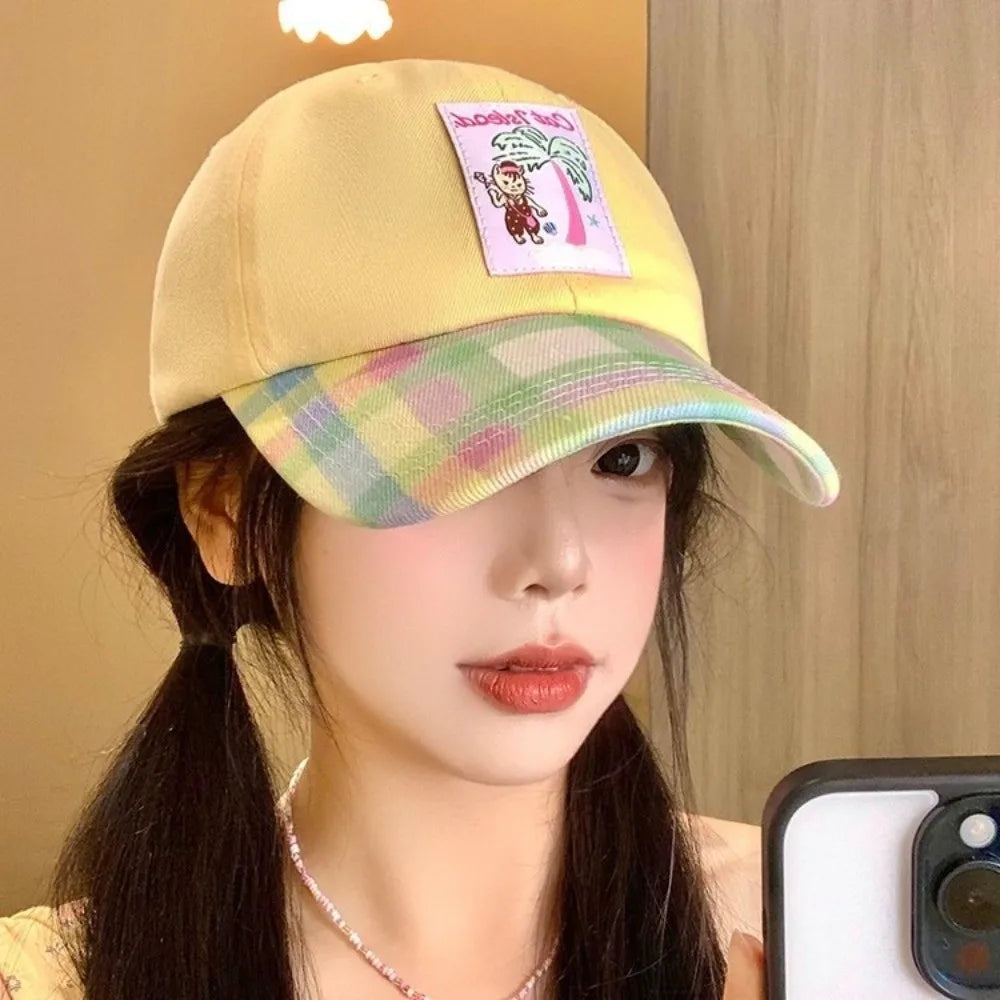 Fashion Korean Baseball Hat Embroidery Cute Peaked Cap Visor Spring Summer Snapback Cap Girls