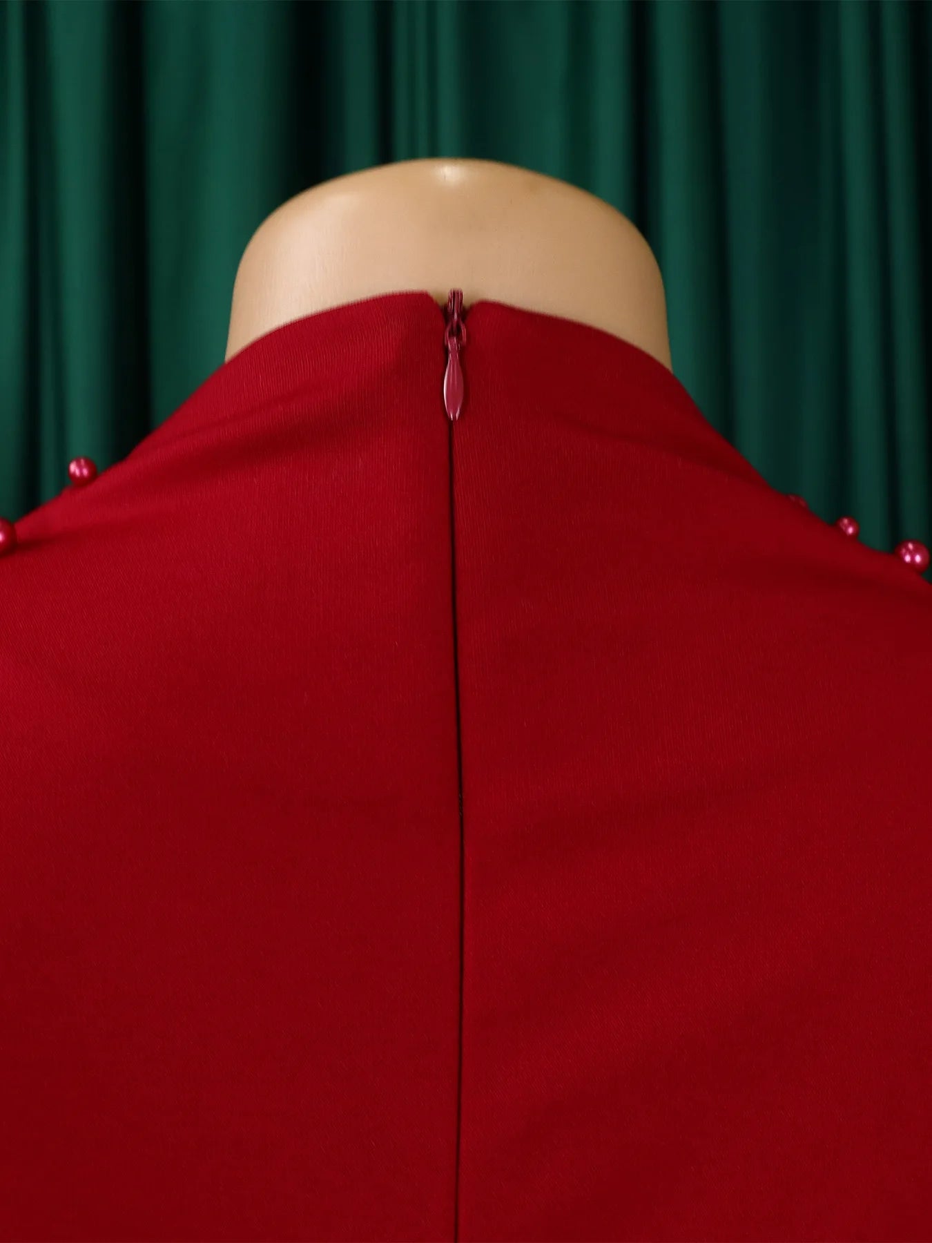 Vestido Elegante Africano para Mujer, Vestidos de Noche con Cuello Alto y Cuentas a la Moda, Vestido Delgado de Temperamento para Mujer, Vestidos Casuales de Manga Larga