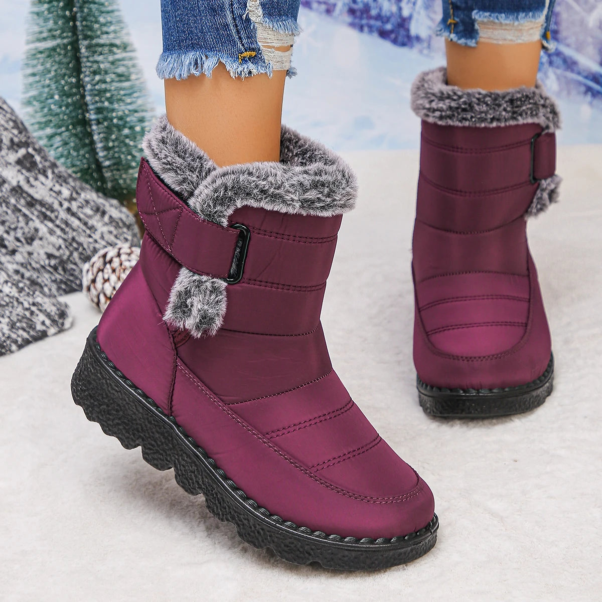 Bottes de neige antidérapantes pour femmes, chaussures d'hiver chaudes et de créateur, confortables, grande taille, à plateforme