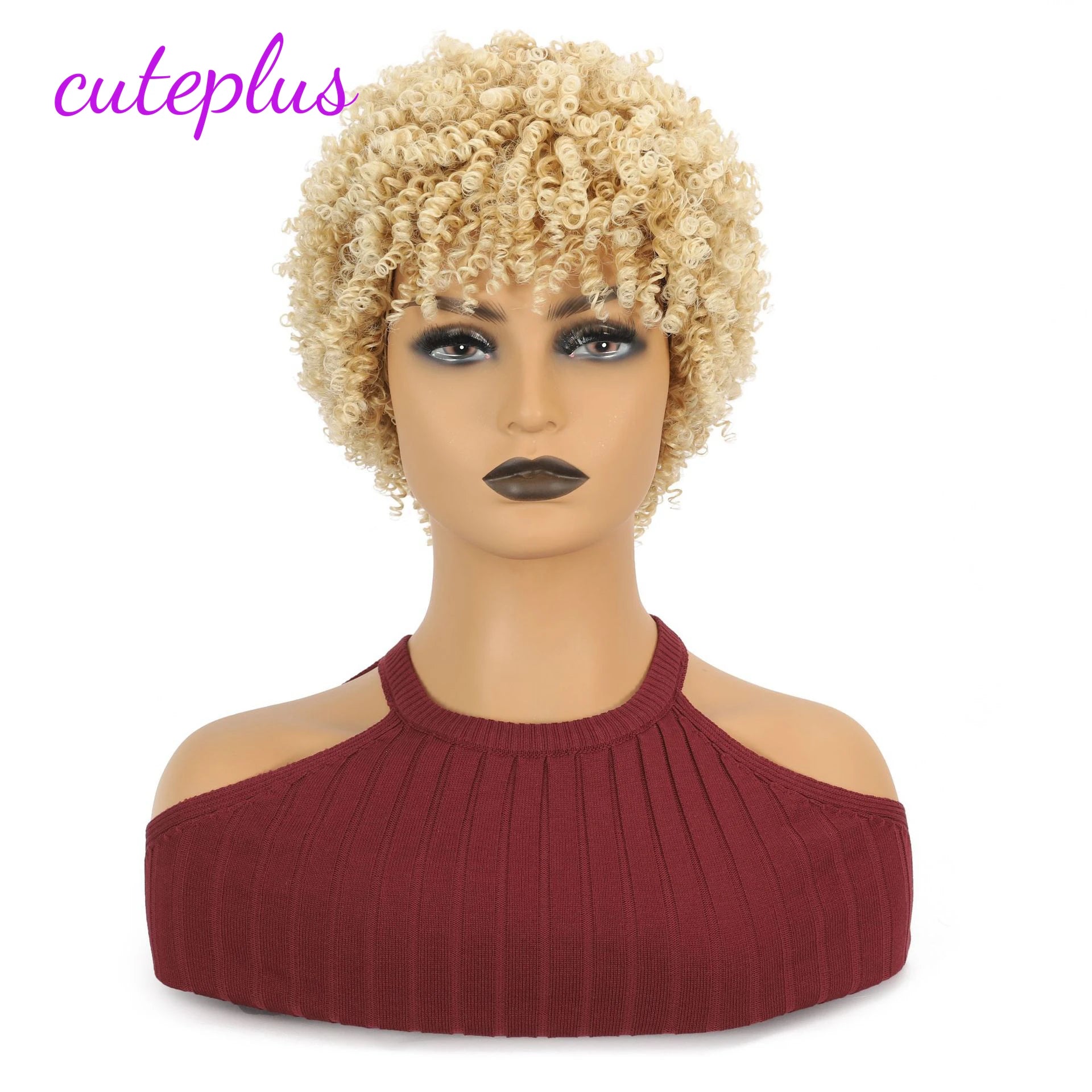 Peluca afro corta rizada con ondas marcadas